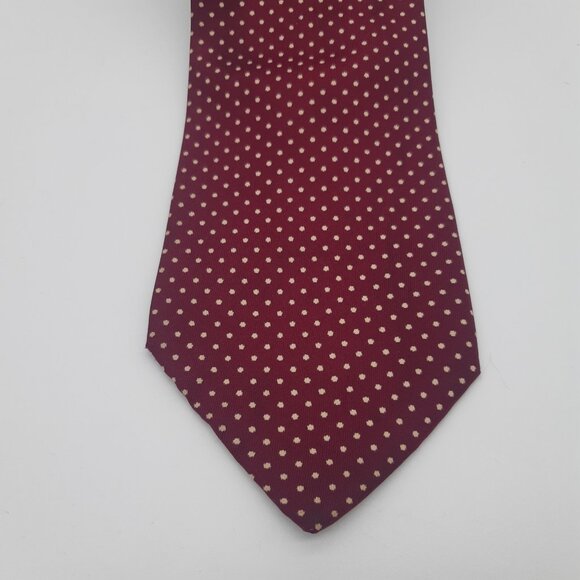 Givenchy Gentleman Paris Tie Wine with Tan Tiny Polka Dots - Picture 4 of 9